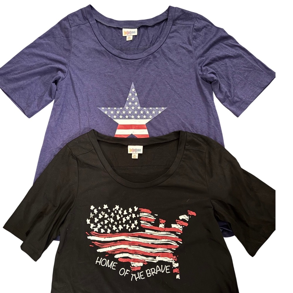 LuLaRoe Womens XS Bundle 2 Patriotic T-shirts Blue Star & Home‎ of the Brave